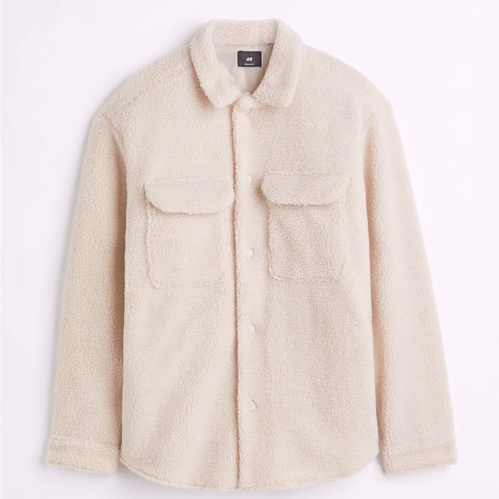 H&M RELAXED FIT FAUX SHEARLING OVERSHIRT